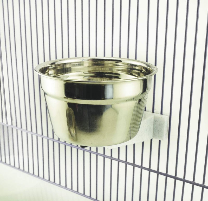 LixitÂ® Stainless Steel Kennel Food or Water Bowl - Non Spill Hanging Removable Crate Bowls - Carrier Cage Dish for Dogs or Cats for Feeding and Drinking (Stainless Steel, 10 Ounce) - Image 5